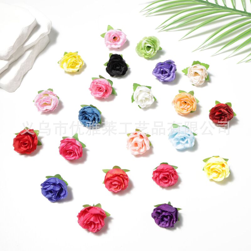Artificial flower head small rose 5cm flower bud tea bag silk cloth wedding wedding decoration handmade diy wholesale arch flower arrangement Artificial flower head small rose 5cm flower bud tea bag silk cloth wedding wedding decoration handmade diy wholesale arch flower arrangement