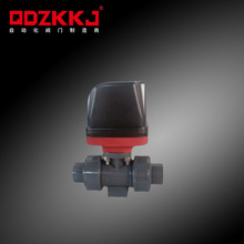 UPVC塑料电动二通阀220v24v耐腐蚀耐酸碱水阀水管PVC球阀DN15 20