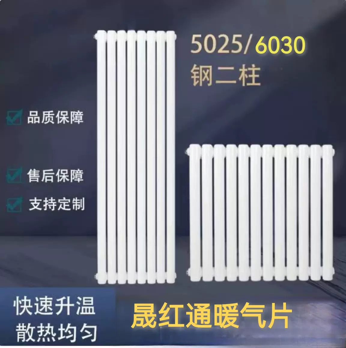 暖气片家用散热片钢制二柱明装壁挂立式集中供暖天然气散热器加厚