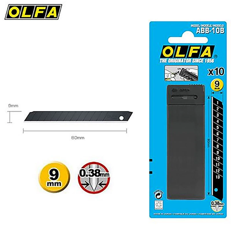 Japanese OLFA super sharp black utility blade ABB-10B suitable for knife type small knife alloy tool blade