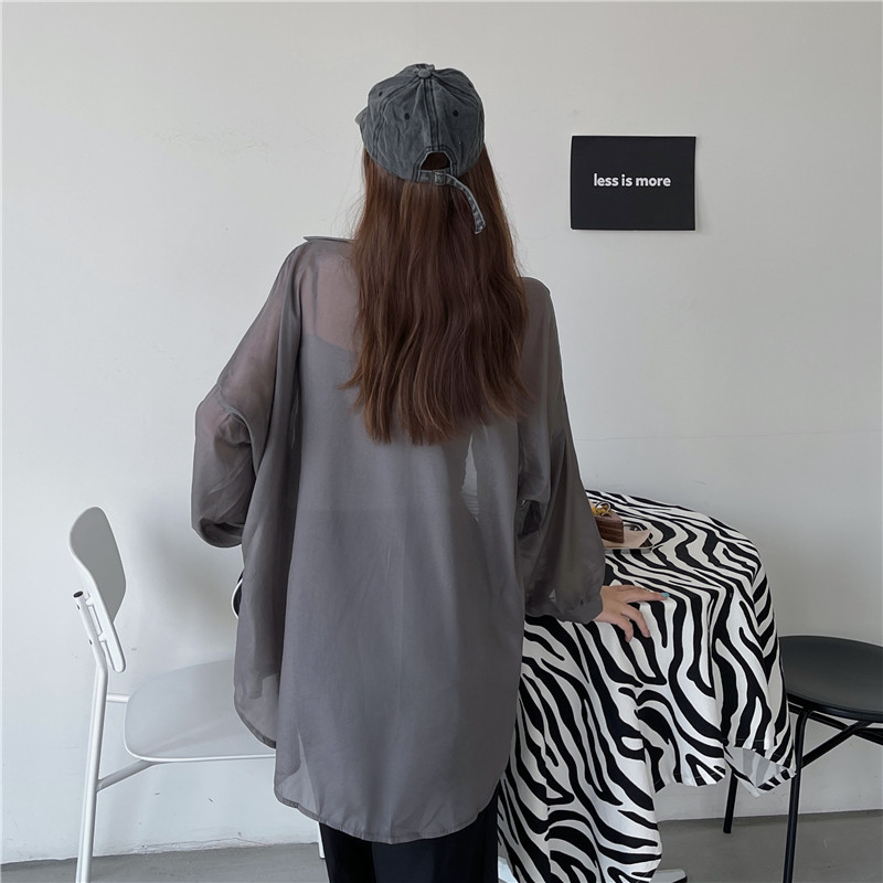 112g Weight Long Sleeve Sleeve Length Single Breasted Placket Type Shirtsleeve Sleeve Type Polyester, Chiffon Fabric Type Regular Top Length Cardigan Tops Type Holiday Occasion Shirt Collar Neckline Loose Fit Type Solid Color Pattern Summer, Spring Season Women's Gender Casual Style Wholesale Women's Casual Solid Color Long Sleeve Blouses 45