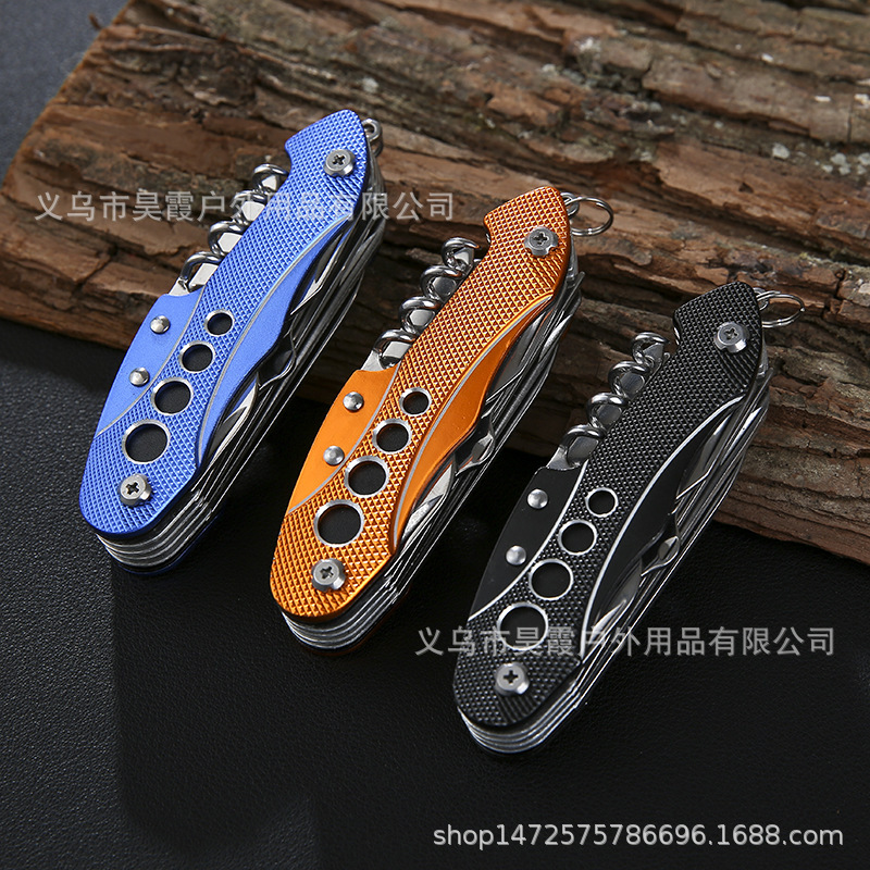 新款高品质钛黑不锈钢11开瑞士军刀户外野营黑色多功能刀具