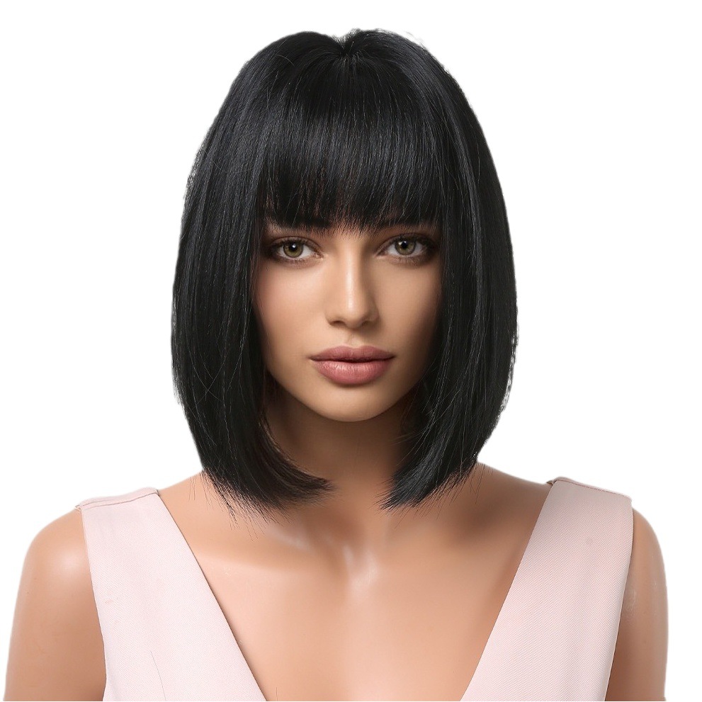 Navidad Cosplay estilo europeo y americano de las mujeres peluca con Bangs gradiente gris Pelo Corto Bobo fibra química tocados