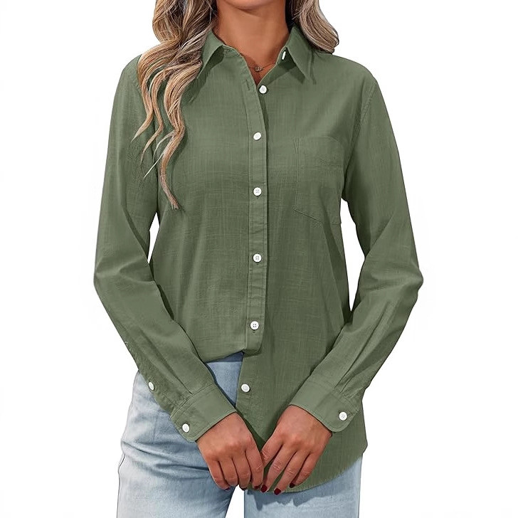 2025秋季跨境亚马逊女装 跨境欧美外贸宽松休闲长袖衬衫女外套女