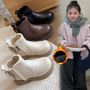 Martens, детские демисезонные утепленные короткие сапоги в английском стиле, в британском стиле, 2026 года, в корейском стиле, мягкая подошва, стиль «принцесса»