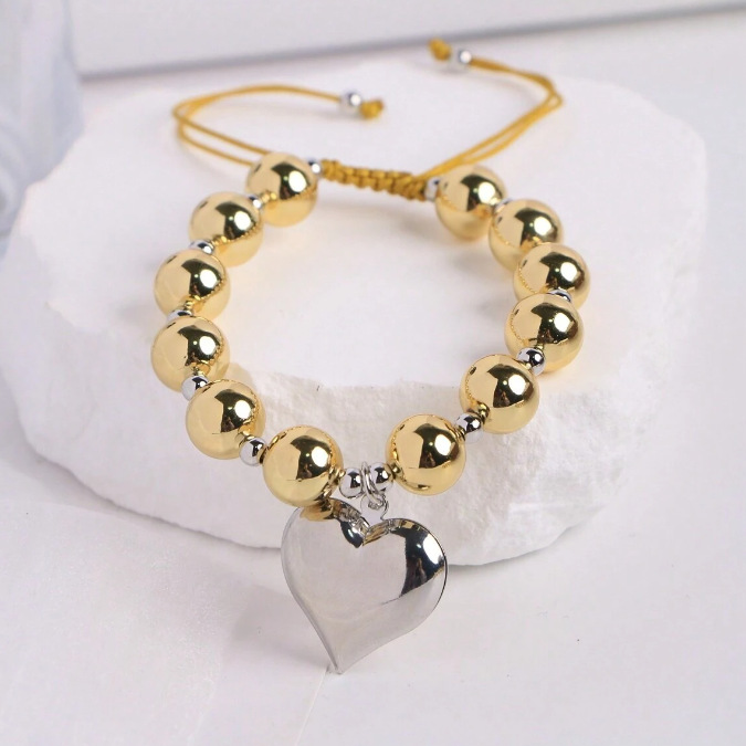 Beaded Chain Chain Type IG Style Heart Shape Eye CCB Beaded Chain Beaded Bracelets Wholesale