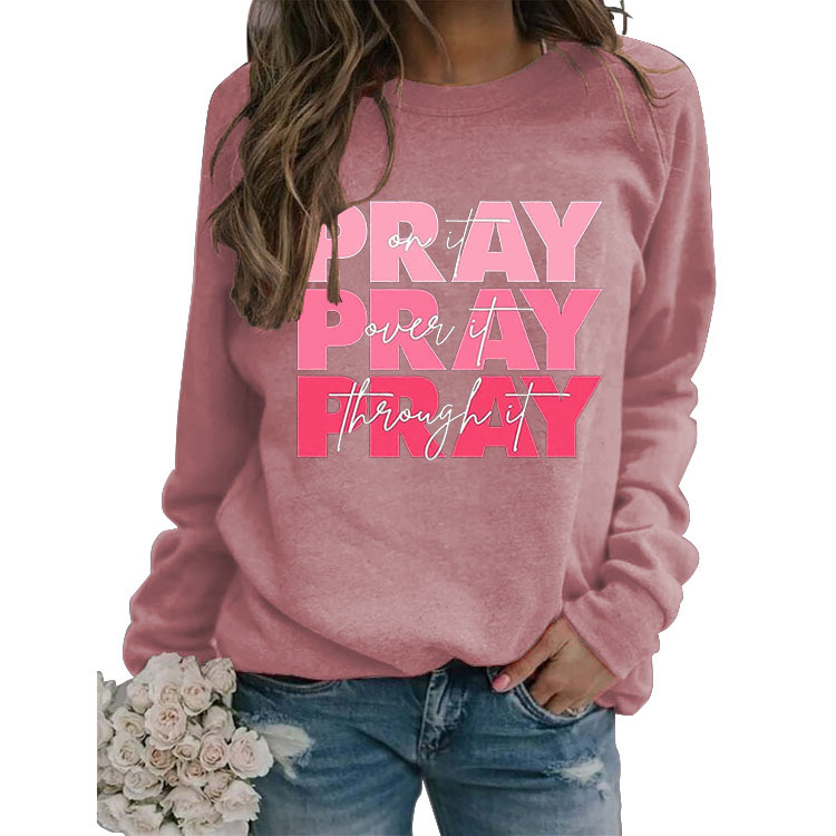 Amazon en stock suéter de cuello redondo simple top de manga larga ORAR onit ORAR oues impreso suéter