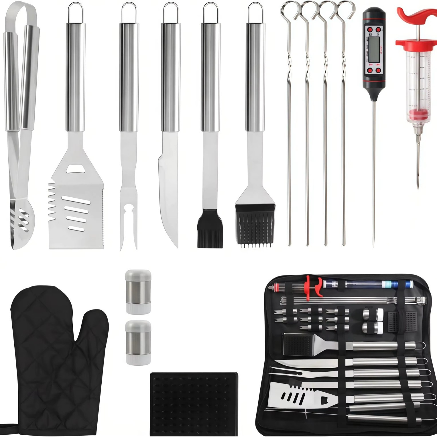 Cross-Border Hot-Selling Oxford Cloth Bag Bbq Stainless Steel Barbecue Tool Set Grill Set Barbecue Utensils Outdoor