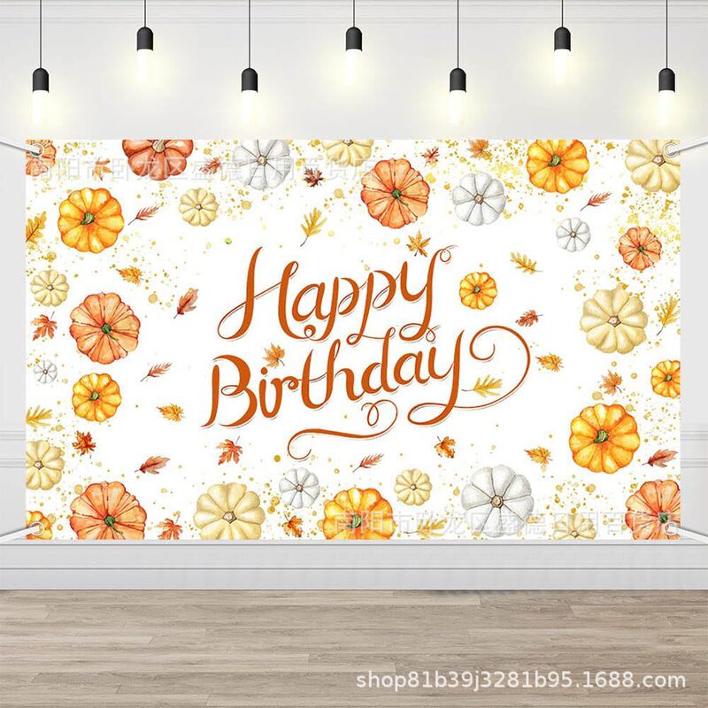 Cross-Border Autumn Thanksgiving Pumpkin Maple Leaf Photo Photography Background Cloth Birthday Party Shooting Props Decorative Banner