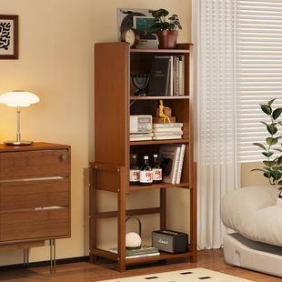 Bookshelf Floor Storage Rack Household Bamboo Simple Living Room Integrated Wall Multi-Layer Reading Storage Cabinet