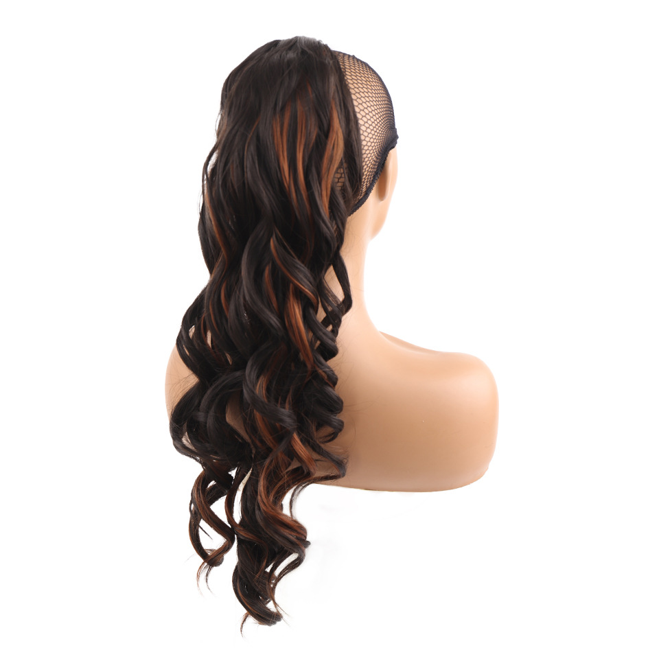 Perücke Pferdeschwanz Druckschlauch Kordelzug Pferdeschwanz Damen Big Wave Curly Kordelzug Pferdeschwanz_voghion.com