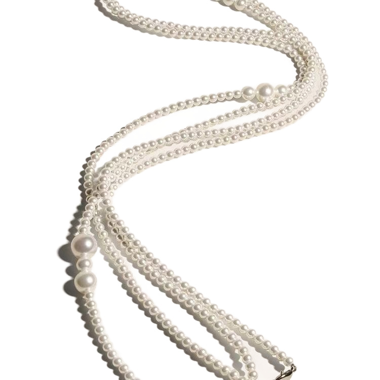 Cadena de cintura de perlas multicapa para mujer cinturón_voghion.com