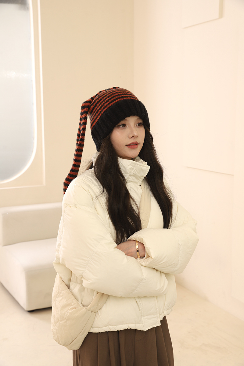 Corée du Sud Chine-Chic Marque Mignon Oreille De Lapin Tricoté Rayé Pull Laine Enfants y2k Shopping Mode Chaud Froid Chapeau_voghion.com