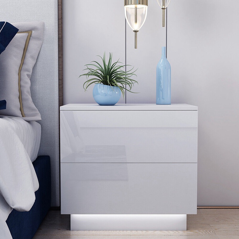 Mesita de Noche del hogar dormitorio moderno simple gabinete lateral pequeño armario de almacenamiento simple sub-doble cajón mesita de noche