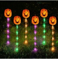 国境を越えた新型ハロウィーンカボチャ床ランプ屋外防水太陽エネルギー装飾ランプ庭園配置雰囲気ランプ列|undefined