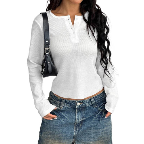 New European and American Y2K Chic Button-Down Long-Sleeved Vest T-Shirt for Women—Spring/Summer Independent Online Store