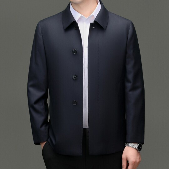 High-End Imitation Wool Jacket for Men, Spring and Autumn Business Casual Dad Style Executive Simple Coat with Silk High-End Imitation Wool Jacket for Men, Spring and Autumn Business Casual Dad Style Executive Simple Coat with Silk
