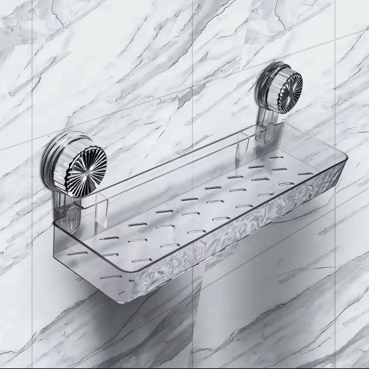 Estante tipo ventosa perforado lavado de manos lavado inodoro ventosa montado en la pared inodoro baño caja de almacenamiento de lujo ligero