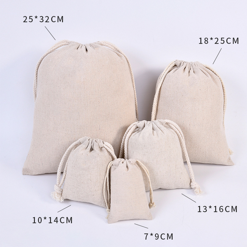 源头工厂拉绳棉麻束口袋礼品饰品米袋亚麻酒袋收纳抽绳圣诞麻布袋