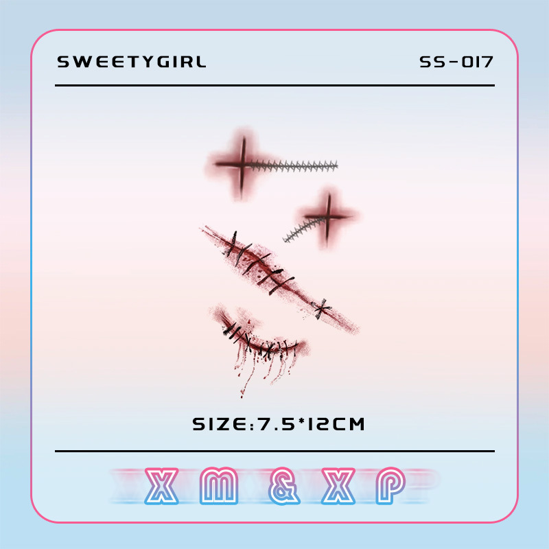 Special Stitched Wound Tattoo Stickers Create a Cool and Scary Atmosphere Easily and Are Super Eye-Catching