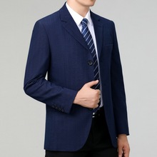 品质男装三扣西装外套男休闲中老年爸爸宽松商务中年休闲羊毛西服