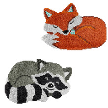 预售款跨境货源手工DIY地毯狐狸，浣熊段段绣（材料包）英文版