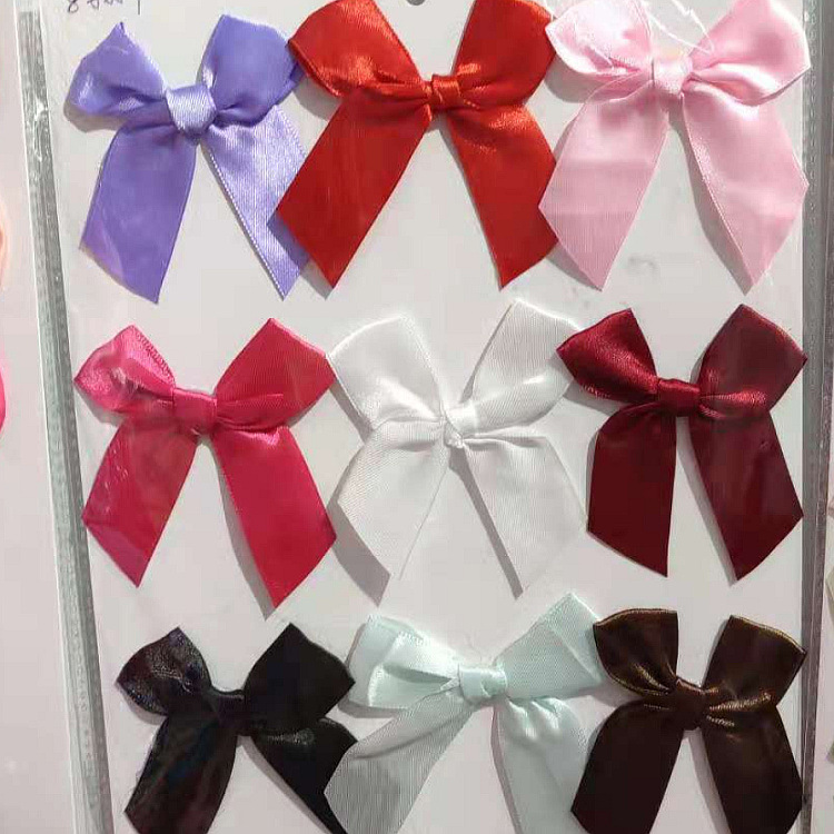 厂家直销2cm缎带蝴蝶结 涤纶丝带手打蝴蝶结服装装饰辅料缎带小花