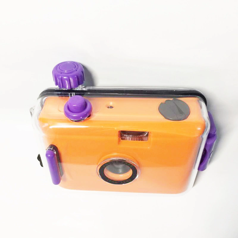 Orange disposable camera, flashing retro lamp for students, bidet
