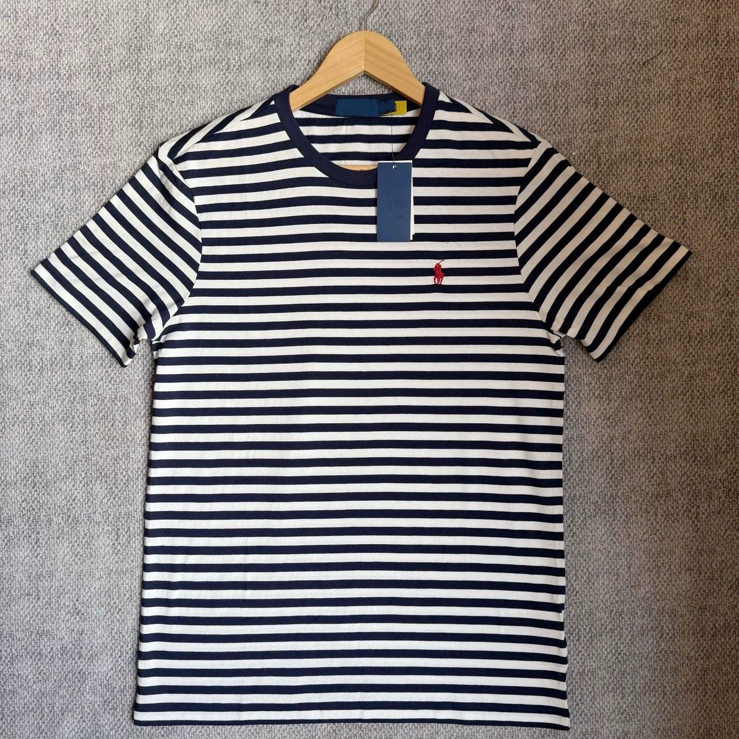 100 хлопок PL классический мужской круглый воротник в полоску с короткими рукавами футболка пони вышивка хлопчатобумажная рубашка с короткими рукавами