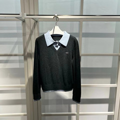 【蒋欣同款】伊*L女装2025冬款假两件羊毛POLO领针织衫1GA232951