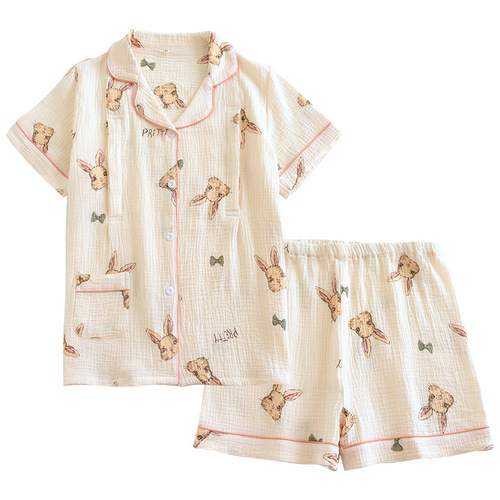 A variety of pure cotton short-sleeved shorts, confinement clothes, crepe summer thin nursing suits, postpartum feeding clothes, pregnancy period