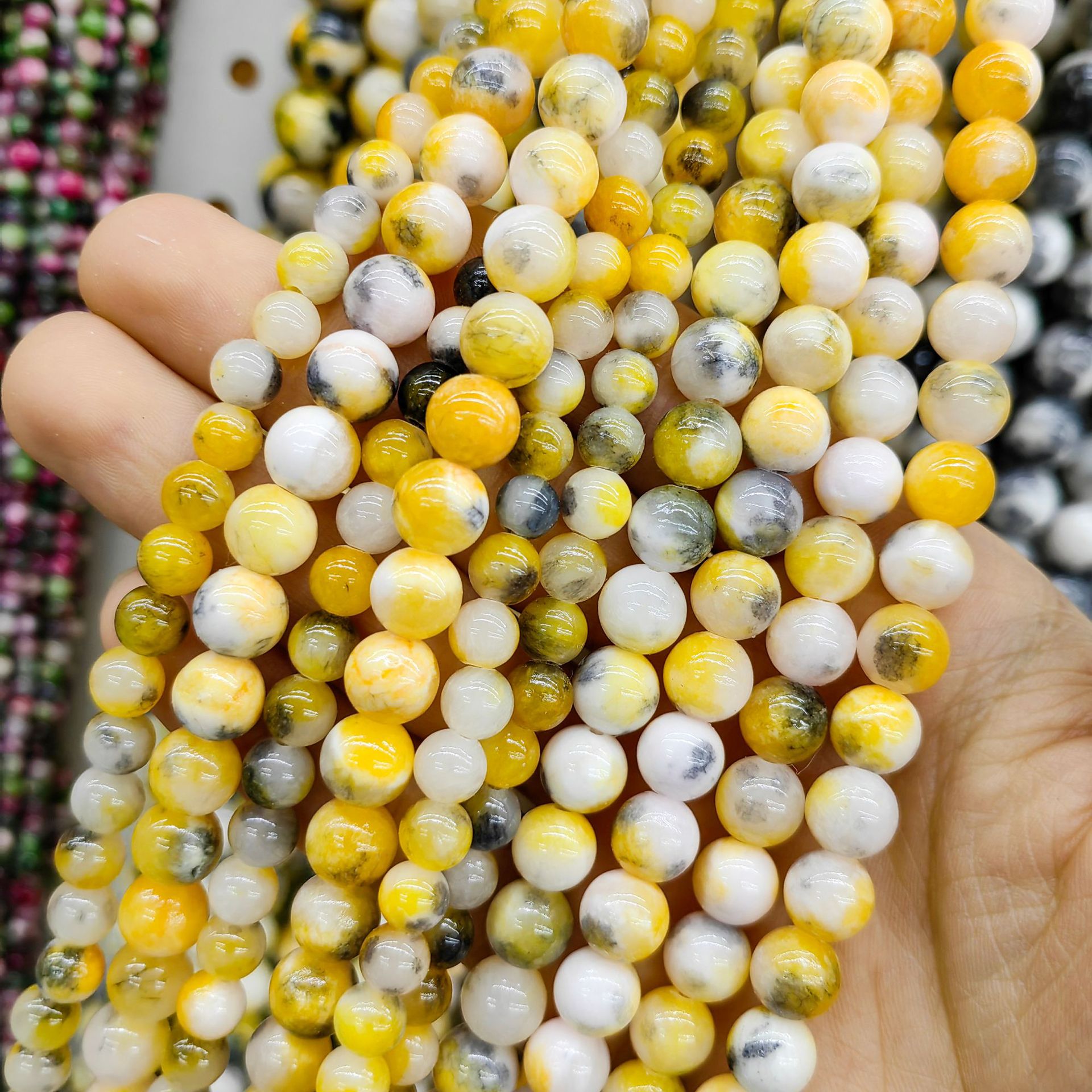 Jade persa natural optimizado multicolor color Calcedonia cuentas redondas cuentas sueltas semiacabados accesorios de joyería de DIY al por mayor image 9
