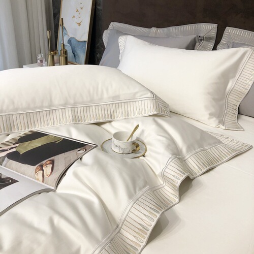 Light Luxury Class A 140-count Pure Cotton Four-Piece Set Long Staple Cotton High-End Embroidered Comforter Sheet Set All-Cotton Nudist Bedding Set
