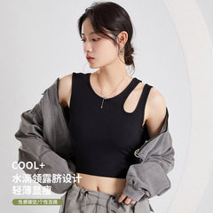 2025新款女春夏性感短款露臍潮流設計款吊帶背心打底帶胸墊可外穿