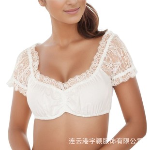 Yuying Cross-Border Women's Elegant Classical Oktoberfest Regular Bottoming Lace Splicing Small Shirt Top Wrapped Chest Z16