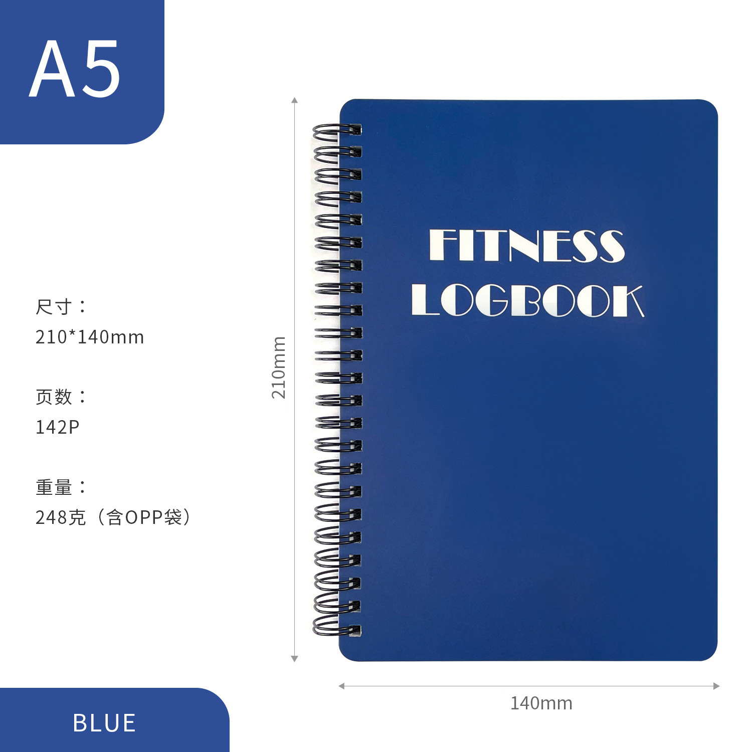 Amazon inglés A5 cuaderno de negocios papel Bloc de notas bobina dieta fitness Reloj-En libro de registro