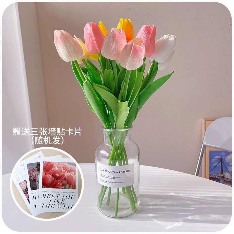 Flores florales Decoración de la sala de estar Decoración Decoración Ramo biónico Tulipán Flor seca de lujo ligero Flor falsa Decoración eterna