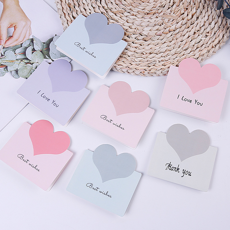 Valentine's Day Love Folded Card in Morandi Color Ins Style, Flower Shop Cake Shop Creative Valentine's Day Gift