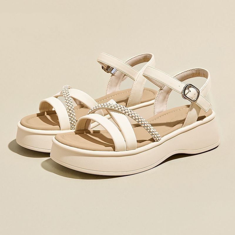 Sandalias de playa de fondo grueso de alta calidad para mujeres 2026 verano nuevo estilo de ropa exterior casual un botón sandallas zapatillas de playa para mujeres