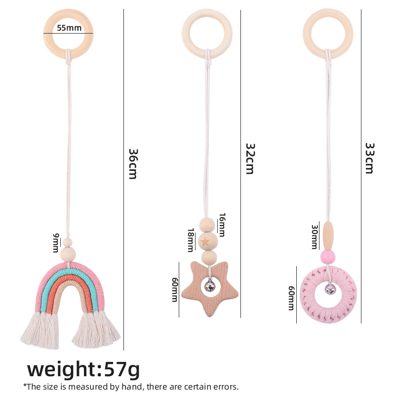 Suministros para bebés dibujos animados Arco Iris colgante de tres piezas para niños educación temprana Beech Star Rattle juguete Decoración Accesorios