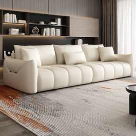意式轻奢布艺沙发家用客厅简约奶油风拼色沙发组合猫爪布绒布沙发