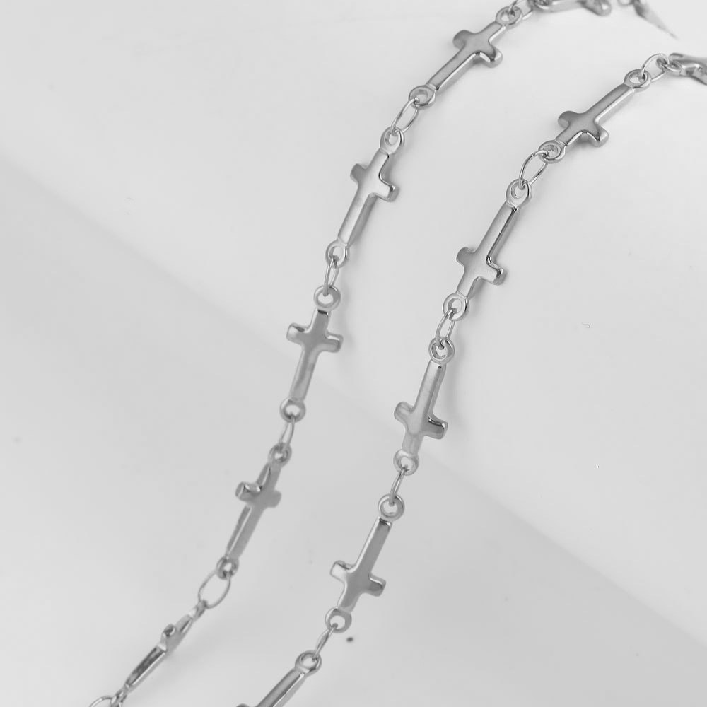 Cadena de vacío de acero inoxidable Golden Peach corazón cruz marco cadena estrella de cinco puntas cadena hecha a mano DIY collar accesorios de la joyería