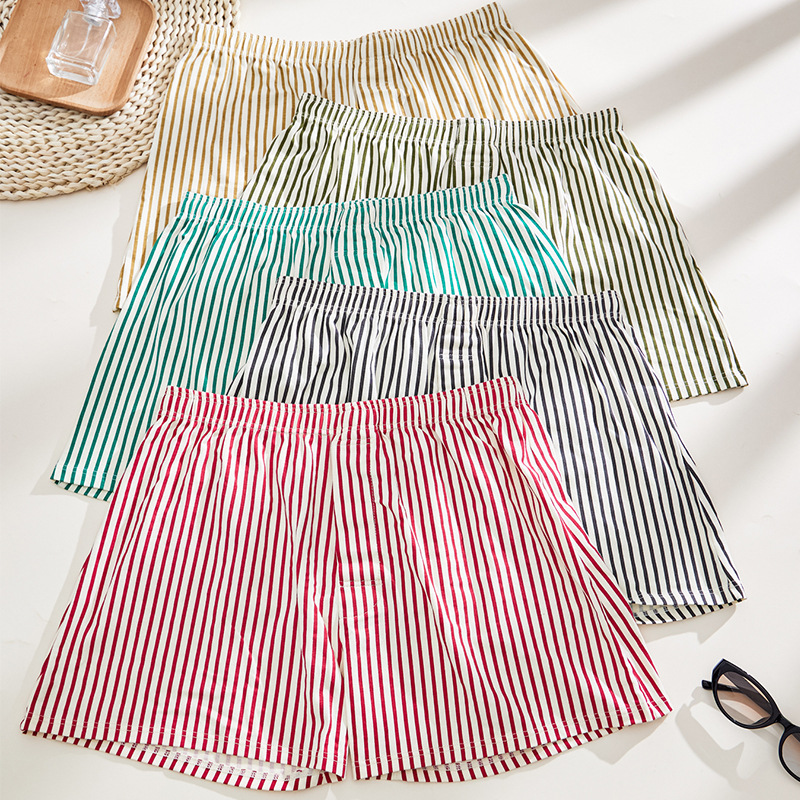 남자 화살표 바지 여름 새로운 수직 줄무늬 홈 파자마 바지 얇은 캐주얼 편안한 느슨한 유행 속옷 남자의 통기성