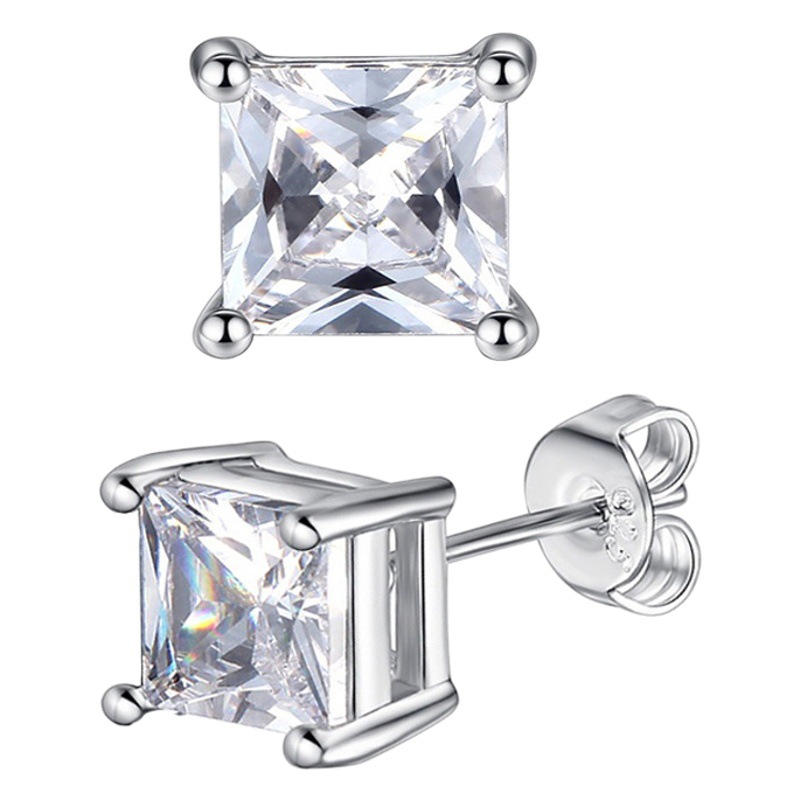 Venta directa transfronteriza unisex de moda de los hombres de moda zircon stud pendientes redondos zircon stud pendientes cuadrados zircon stud pendientes