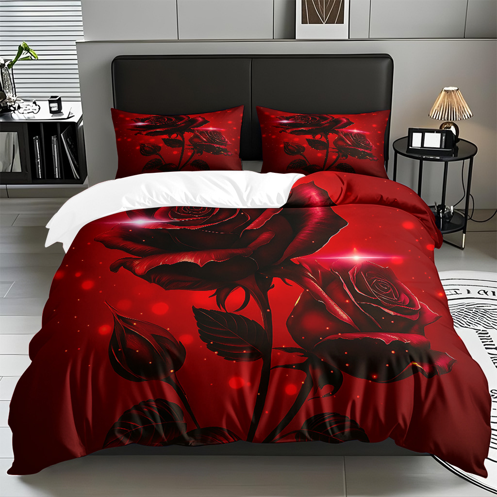 TEMU / JIT multivariado rosa digital impresión set edredón suave piel transpirable fábrica de origen textil