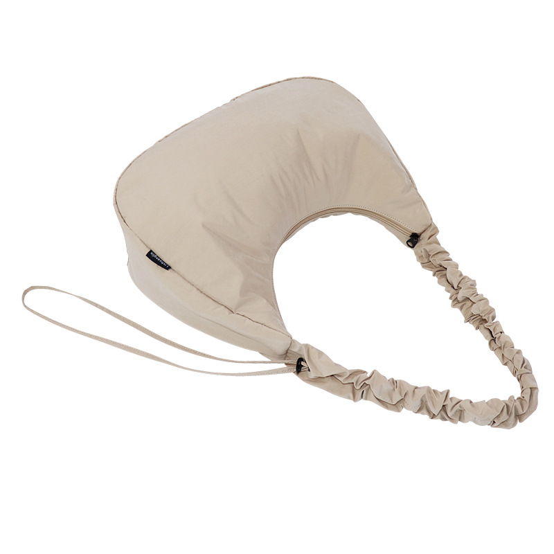 Custom 40D Nylon Pleated Crescent Bag, Faux Nylon Shoulder Bag, Yoga & Fitness Bag - Thumbnail 2