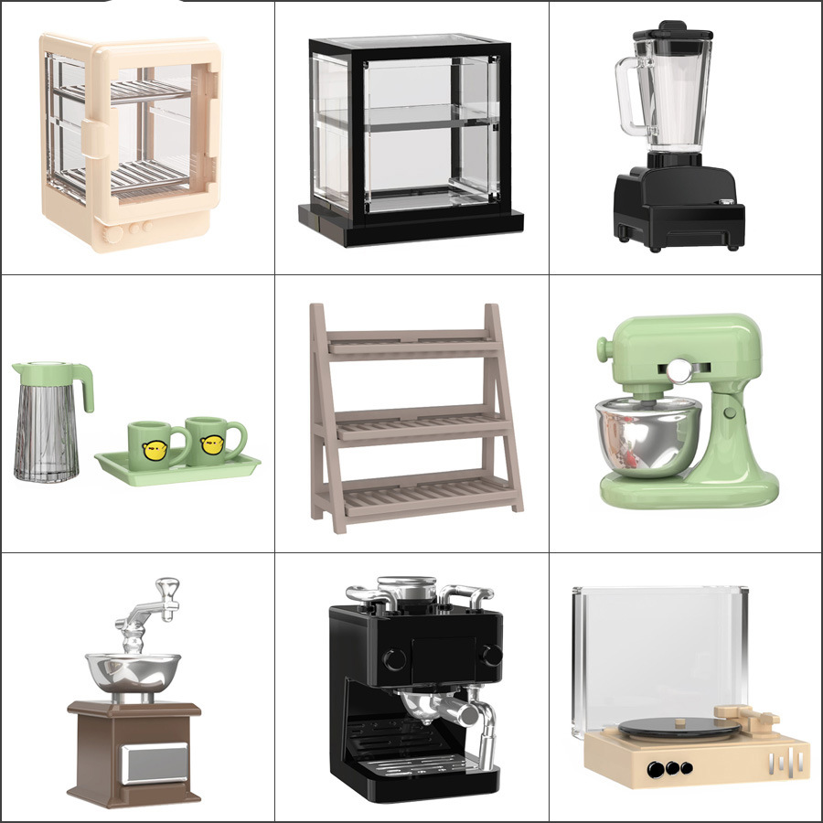 Mini DIY Miniature Mosaic Flower Rack Bread Rack Furniture Small Household Appliances Coffee Machine Computer Phonograph Ornaments