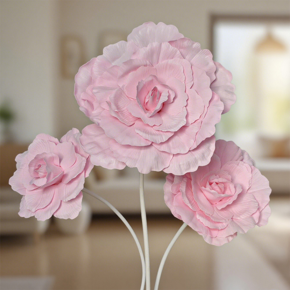 Decoración de boda rosa grande PE con espuma de flores varilla flor decoración de pared flor grande diseño de simulación de flores falsas