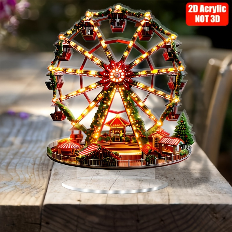 2D平面摩天轮圣诞树桌面摆件家庭办公室艺术节日装饰品