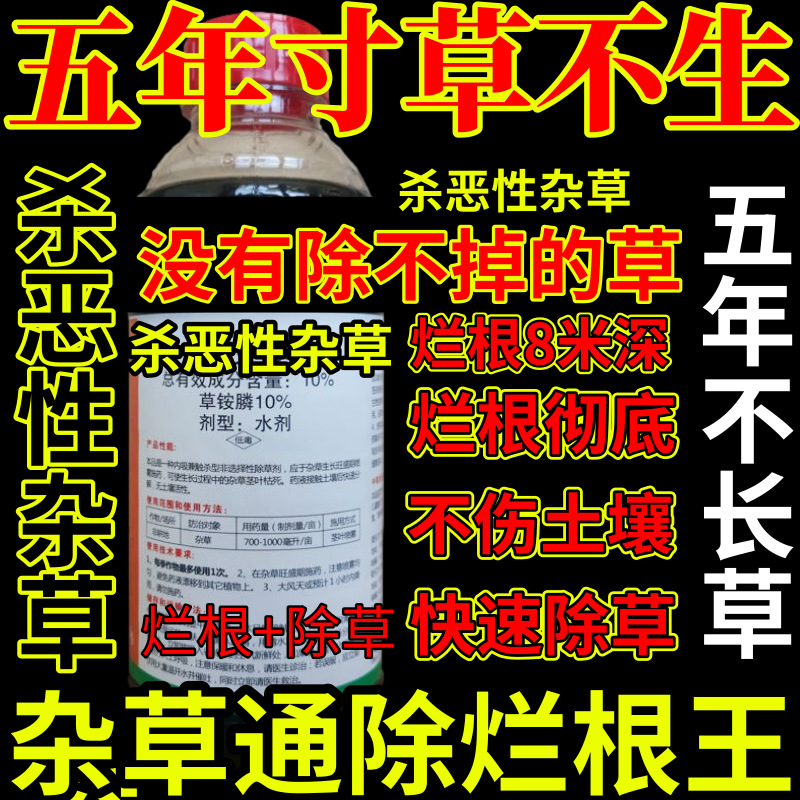五年寸草不生精草铵膦铵盐杀恶性杂草通用除草剂果园烂根剂杀草王